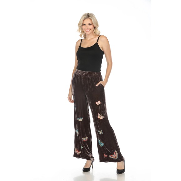 Johnny Was Women's Size XS Brown Butterfly Velvet Luciana Seamed Wide Leg‎ Pants - Picture 12 of 12